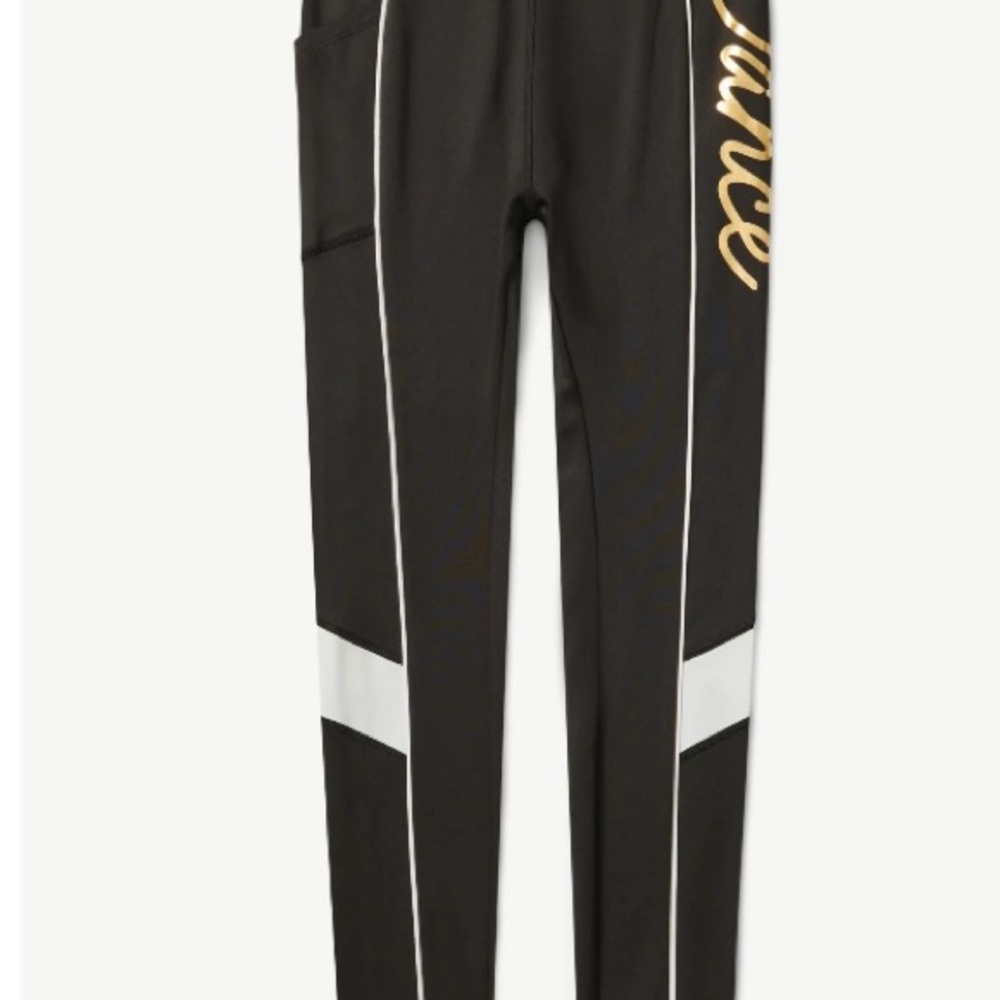 Justice Girls Black and Gold Leggings with White Stripes multi size New